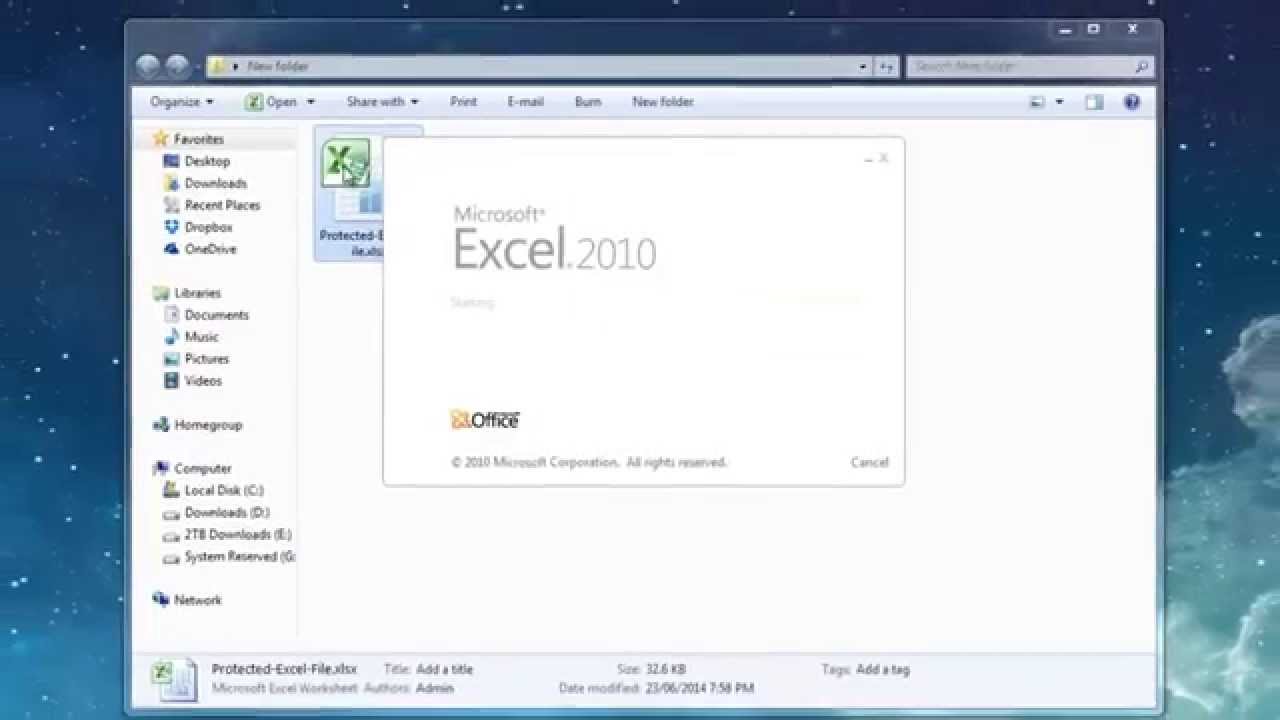 forgot password to excel spreadsheet 2010