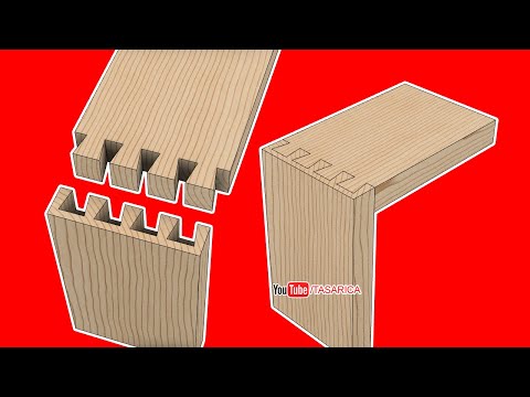 Kırlangıç kuyrugu yarım gizli dişli tabla köşe birleştirme. (wood joint techniques)