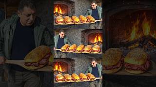 A Heavily Loaded French Dip BEEF Sandwiches!  #cooking #food #wilderness #shorts