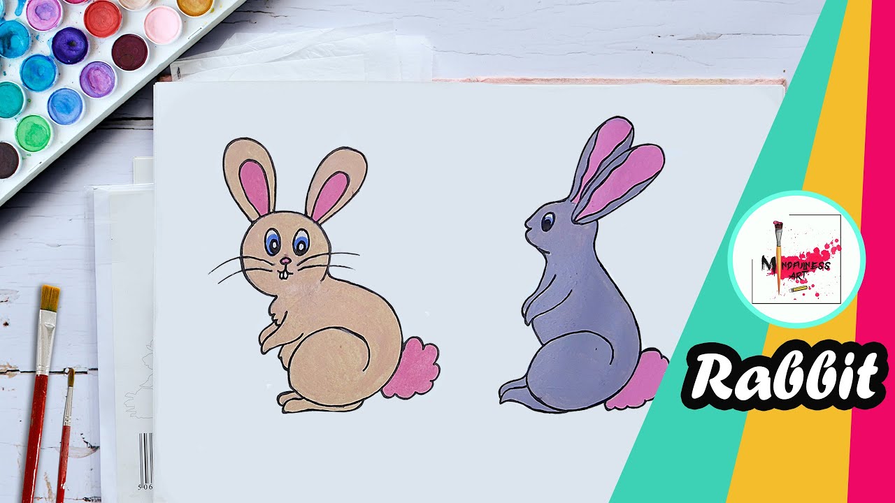 How to draw a Rabbit or bunny- step by step| Two easy ways to draw a ...