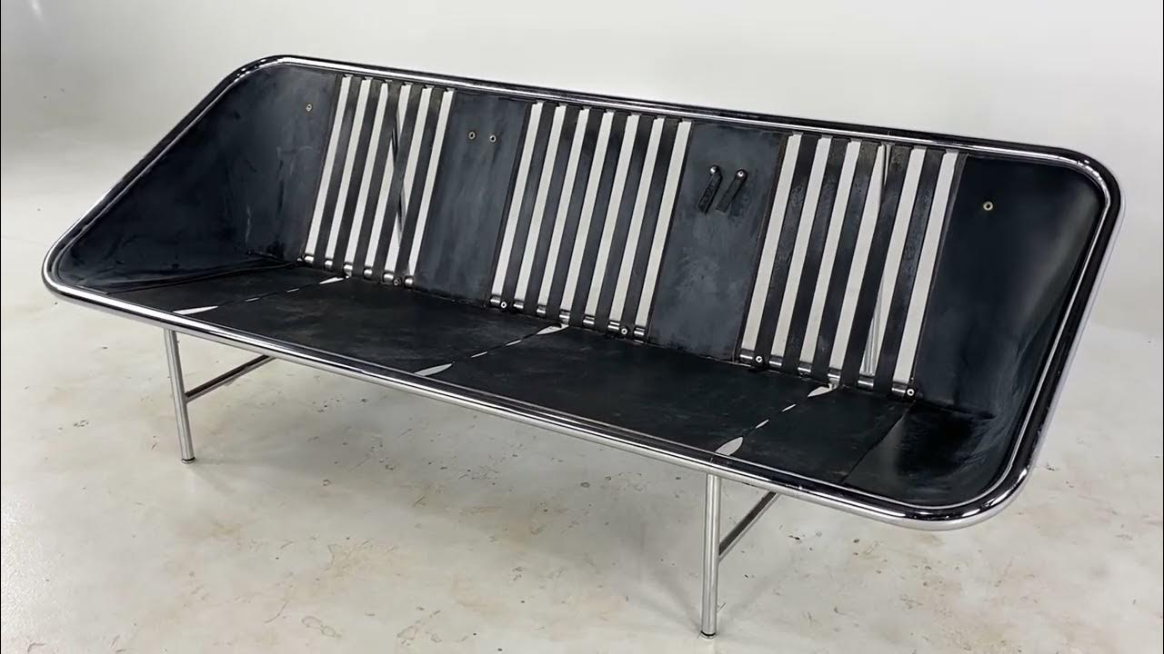 George Nelson for Herman Miller Mid Century Leather and Chrome Sling Sofa 