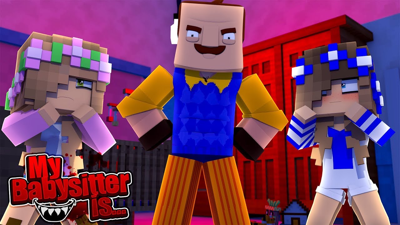 My Babysitter is...THE NEIGHBOUR!! w/Little Carly and Little Kelly (Minecraft).