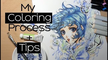 ▼Coloring Sailor Mercury▼My coloring Process & TIPS▼ Copic Markers & Prismacolor