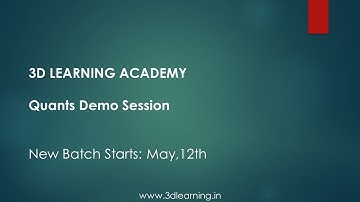 Quants Live Demo Session: By 3D Learning Academy