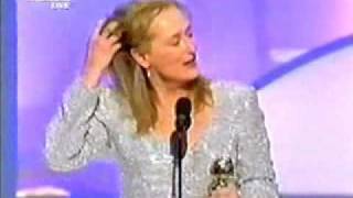 Meryl Streep winning Golden Globe for 