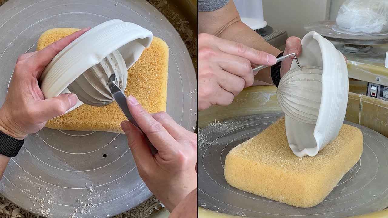 486. Trimming a Citrus/Orange/Lemon Juicer & Carve the Ridges with Hsin-Chuen Lin 林新春 榨汁器修坯及肋骨雕刻示範