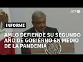 AMLO muestra el vaso medio lleno al cumplir segundo año de gobierno opacado por pandemia | AFP