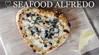 Homemade Seafood Pizza Recipe (With Extra Creamy White Sauce) | Gozney Roccbox Pizza Oven Recipes