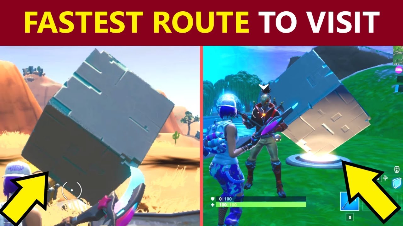 Visit cube memorials in the desert and by a lake (Fortnite Worlds Collide Prestige Challenges)