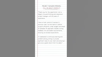 PROJECT MANAGER INTERVIEW: TELL ME ABOUT YOURSELF #shorts #interviewquestions #projectmanagement