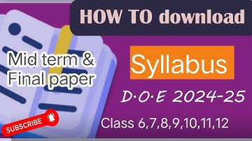 doe syllabus download kaise karen class 6,7,8,9,10,11,12 / session 2024-24 / midterm & final term