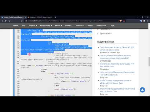 How to Disable Submit Button on Three Unsuccessful Login Attempts Tutorial Demo