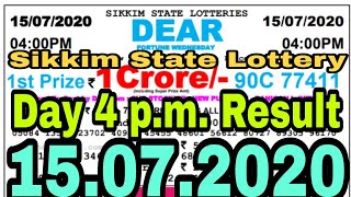 Sikkim State lottery Dear Fortune Wednesday 4 p.m 15.07.2020 Result Today Live