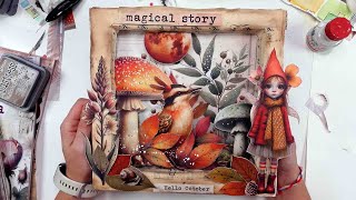🍂🍁 CARDBOARD Art How to make an Autumn Shadow Box #maremicollagebooks