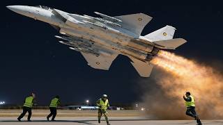 US Air Force F-15E Takes Off In The Middle Of The Night