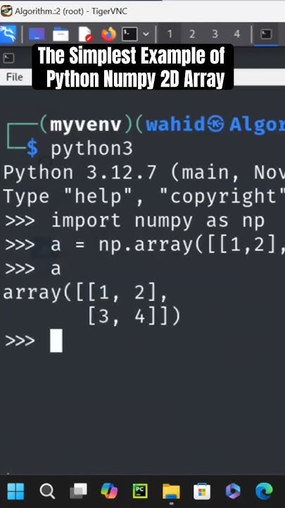 The Simplest Example of Python Numpy 2D Array - YouTube