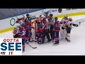 Gotta see it derek grant pats nick suzuki on head after buzzer sounds