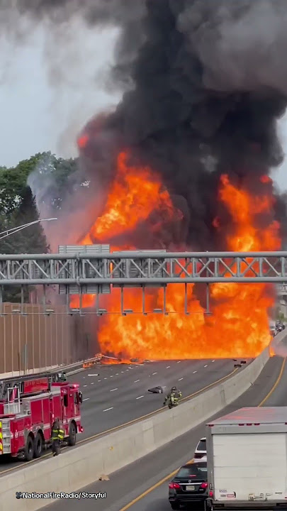 Truck explodes into a fireball after highway crash
