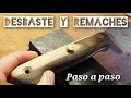 DESBASTE de MANGO y colocación de REMACHES de bronce en CUCHILLO