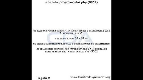 analista programador php (5302) Fecha: 16 de agosto de 2011