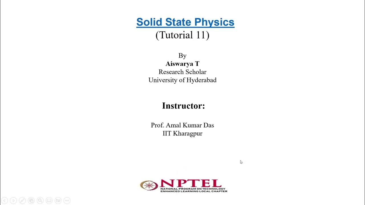 NPTEL Solid State week11 YouTube