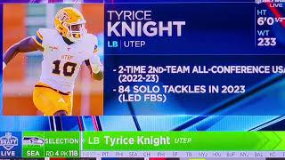 2024 NFL DRAFT: ROUND 4 PICK 118 (NFL NETWORK) TYRICE KNIGHT - SEATTLE SEAHAWKS | DAY 3 APRIL 27, 20