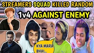 YOUTUBERS FULL SQUAD KILLED PRO PLAYER | STREAMER SQUAD WIPED 1V4 PRO PLAYER |FT.JONATHAN,SCOUT,MOK