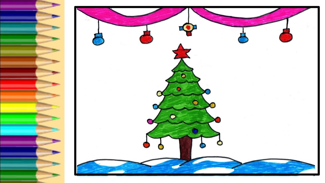 Easy Merry Christmas Drawing How to draw Christmas tree drawing YouTube