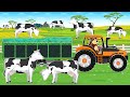 Tractor and Trailer for Transporting Dairy Cows to a Neighboring Town | Vehicles Farm Animated