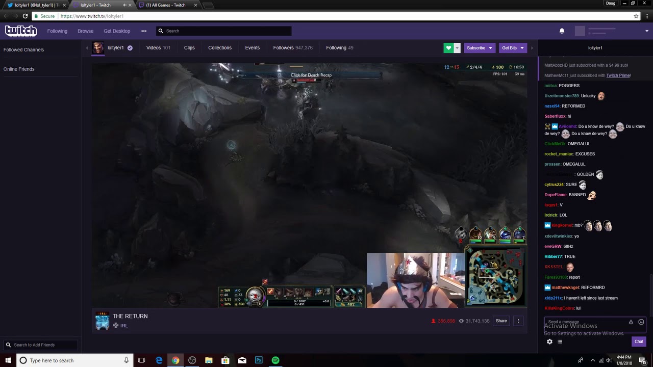TYLER1 UNBANNED BREAKS TWITCH RECORD 380k VIEWS