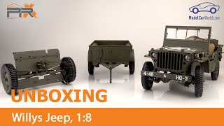 Unboxing 18 Premium X Jeep Willys Mb With Trailer