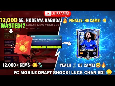 12,000 Gems Wasted! 😱 Kya Mujhe Marc Cucurella Mila? | FC Mobile Lunar New Year Draft #packopning