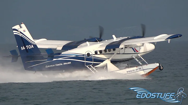 Friendly European Coastal Airlines Pilot Waving - De Havilland Canada DHC-6-300 Twin Otter Takeoff