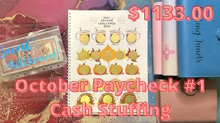 Cash Stuffing $1133 | October Paycheck 1 | Budgeting, Cash Envelopes, Savings & Emergency Fund ?