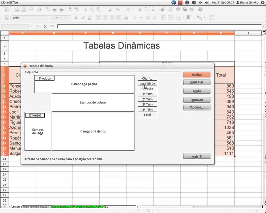 Como criar tabelas dinâmicas em LibreOffice Calc YouTube