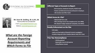 Foreign Account Reporting and Filing Requirements (FinCEN 114): Golding &amp; Golding (Board-Certified)