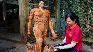 Attack on Titan : Colossal Titan - Wood Carving [ 進撃の巨人]