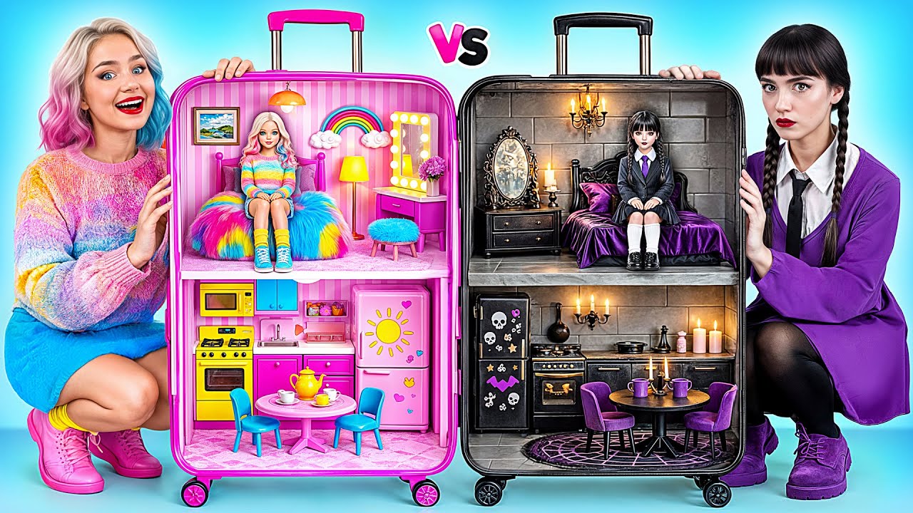 We Build Amazing Doll House Wednesday vs Enid Challenge | Funny Moments by Multi DO Girls