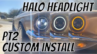 Custom adapter install Halo Headlights no cutting 1965 thru 1970 Mustang #halo #howto #LEDheadlights