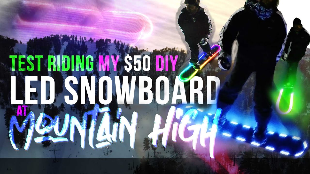 Night Carving my DIY 300+ LED Snowboard at Mountain High, CA! Soulwax Insta360 X3 Music Video