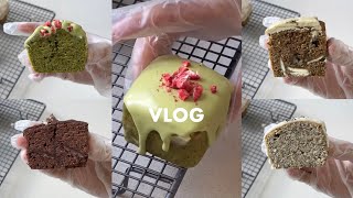 baking vlog| how to make mini cube pound cakes (earl grey, matcha, hojicha, choc)
