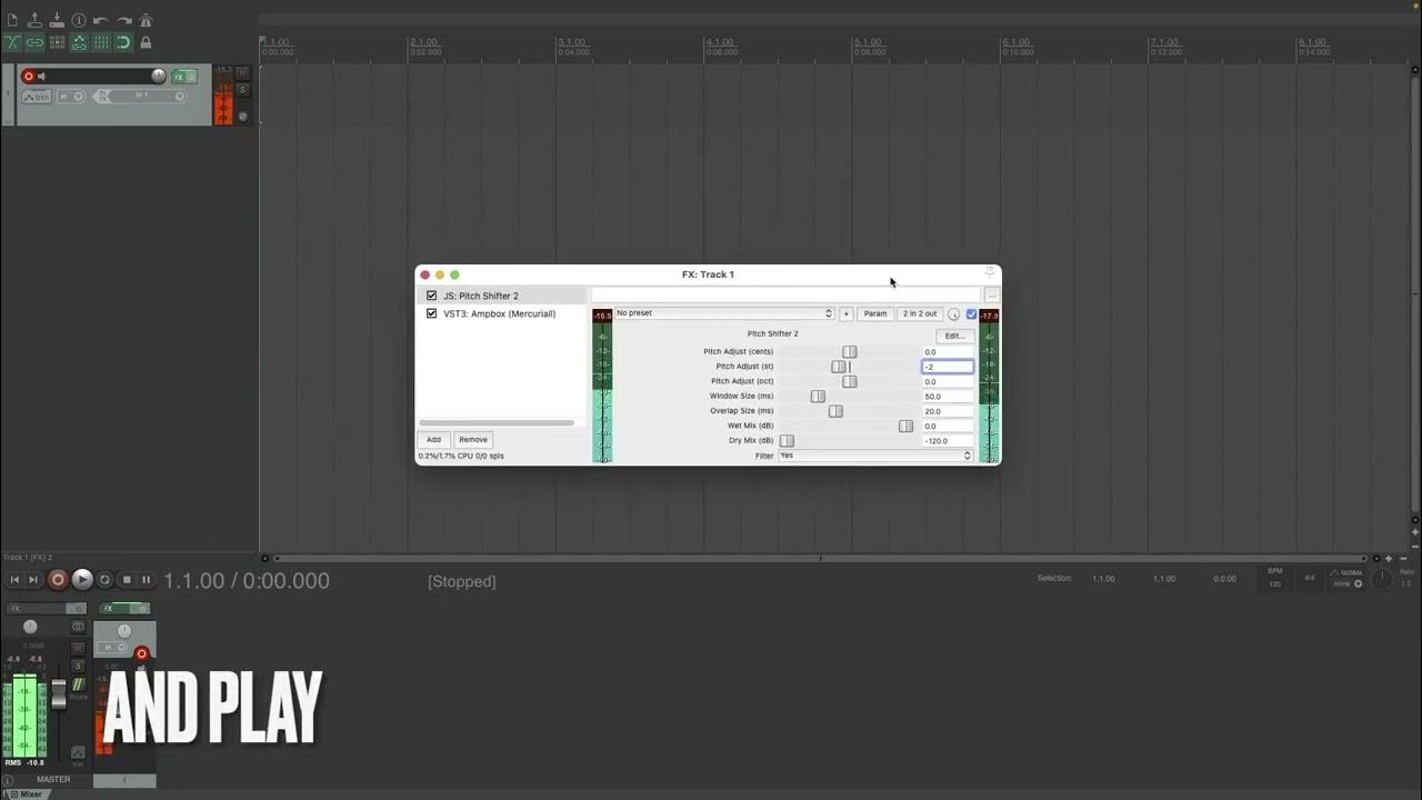 How to down tune (detune) your guitar using pitch shifter in Reaper for