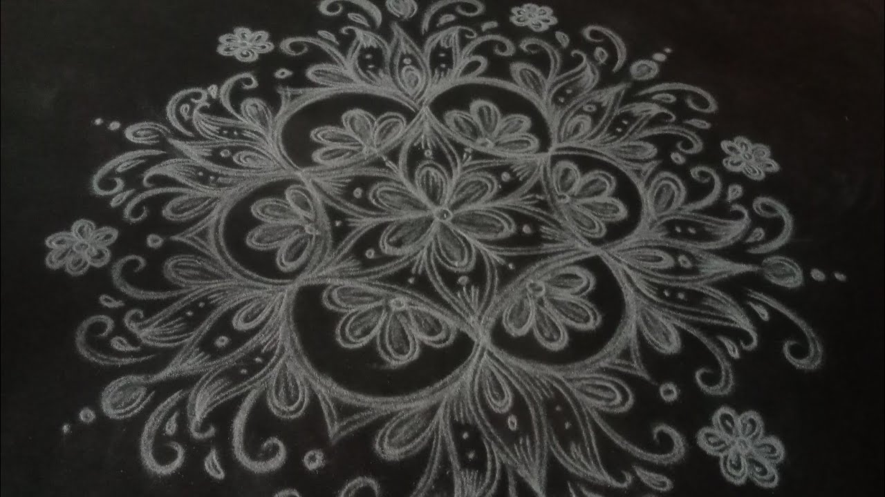 Without Colour Ragoli very beautiful biggest Rangoli kolam without colour - YouTube