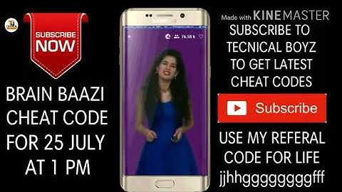 Brain baazi cheat code 25 july 1 pm | Cheat code | Win 2 lakh | by Technical boyz