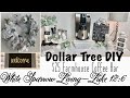 DOLLAR TREE DIY | $25 BUFFALO CHECK FARMHOUSE WINTER COFFEE BAR | PLUS WINTER WREATH & “WELCOME” RUG