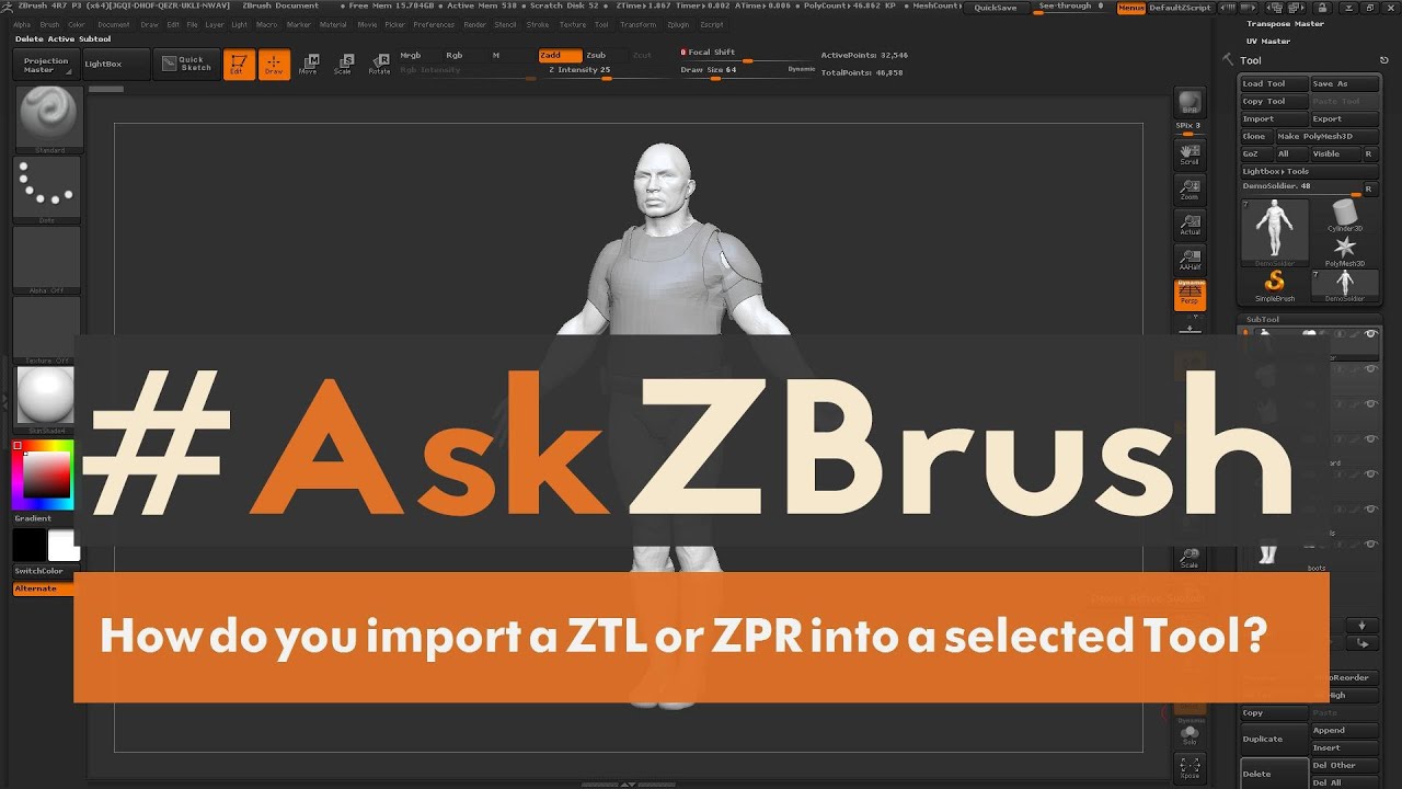importing tools into zbrush