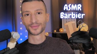 ASMR Roleplay Barbier - Massage, mousse à raser, ciseaux, brosse