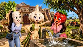 City Girls Visit Indian Village | Garlic, Radish, and Strawberry Cartoon Story | Vegetable Cartoo... screenshot 3