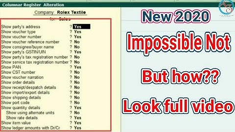 Columnar Register Optional in Tally ERP 9 | Columnar Report in Tally | Extra Column Report in Tally