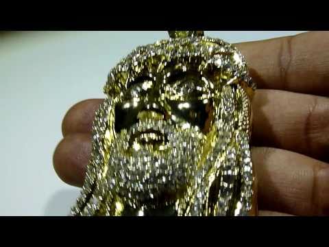 Lab Made Jewelry: $100 Gold "Jesus Head" pendant with FREE franco chain included Kayne Jay-Z